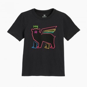 Stanley The Kids Neon Bear Tee Negros | YOTRD-8420