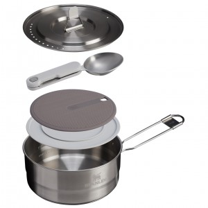 Stanley The Wildfare Pro Saucepan Cookset 5-piece set | 2 QT Pale Pebble + Stone | ZMWLE-0691